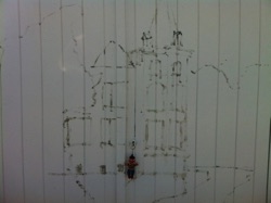 Sketch on Beach Cabin Doors on the North Sea Sketch on Beach Cabin Doors on the North Sea