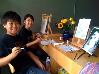 Students working away in my studio Students working away in my studio