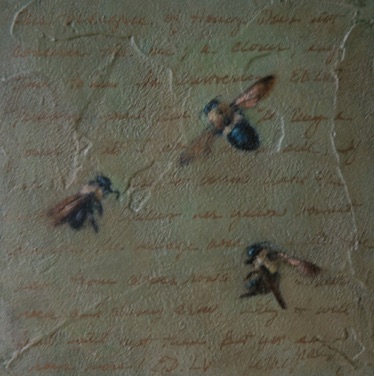 Bumbling Bees on Olive
6" x 6"    SOLD